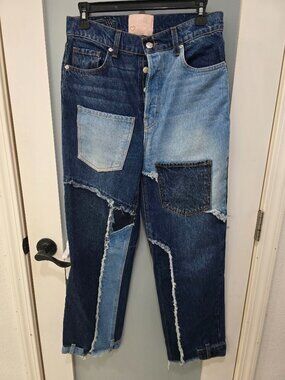 Revice Patchwork Jeans Women’s Size 28 Made in USA Straight Leg High Rise